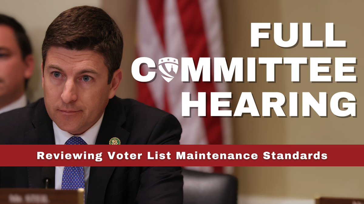 HouseAdmin's tweet image. 🚨 Tomorrow, Chairman @RepBryanSteil will hold a full committee hearing titled, “Clean Rolls, Secure Elections: Reviewing Voter List Maintenance Standards.”
Tune in at 10:30am EST: youtube.com/watch?v=2EHuO9…