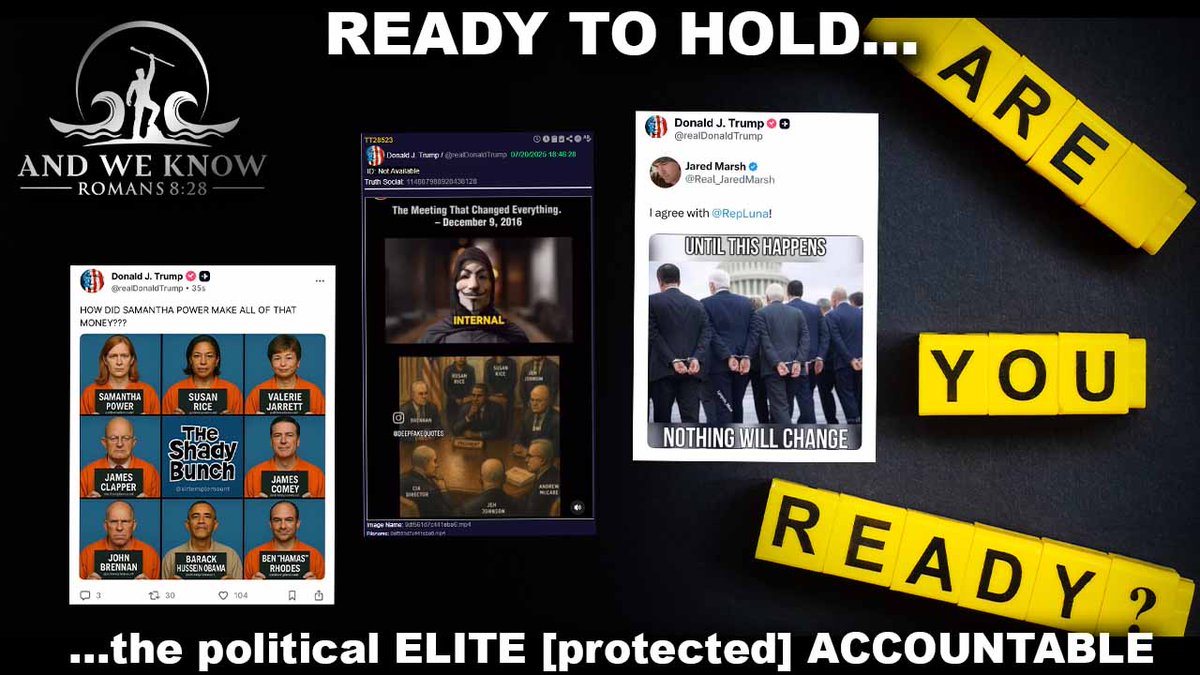 7.21.25: TREASON, Obama, First ARREST will VERIFY action, YOU ARE READY, Pray!

Watch on Rumble: tinyurl.com/7sn9bse9

➤ andweknow.com
➤ thepatriotlight.com