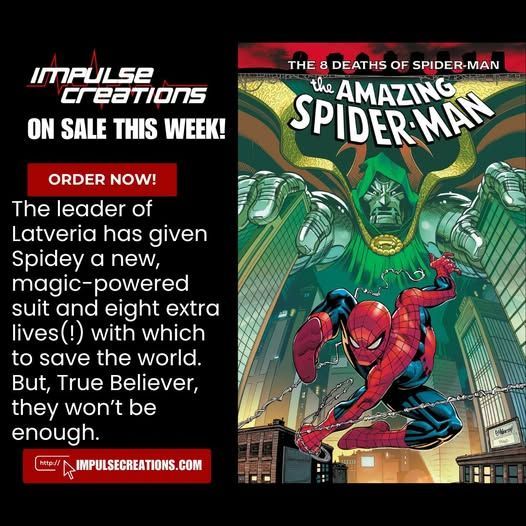 ImpulseC's tweet image. Amidst a darker Marvel Universe, Spider-Man is forced on a spellbinding adventure that will cost him his life!
On sale this week!
impulsecreations.com/collections/ne… @MarvelComicsHQ