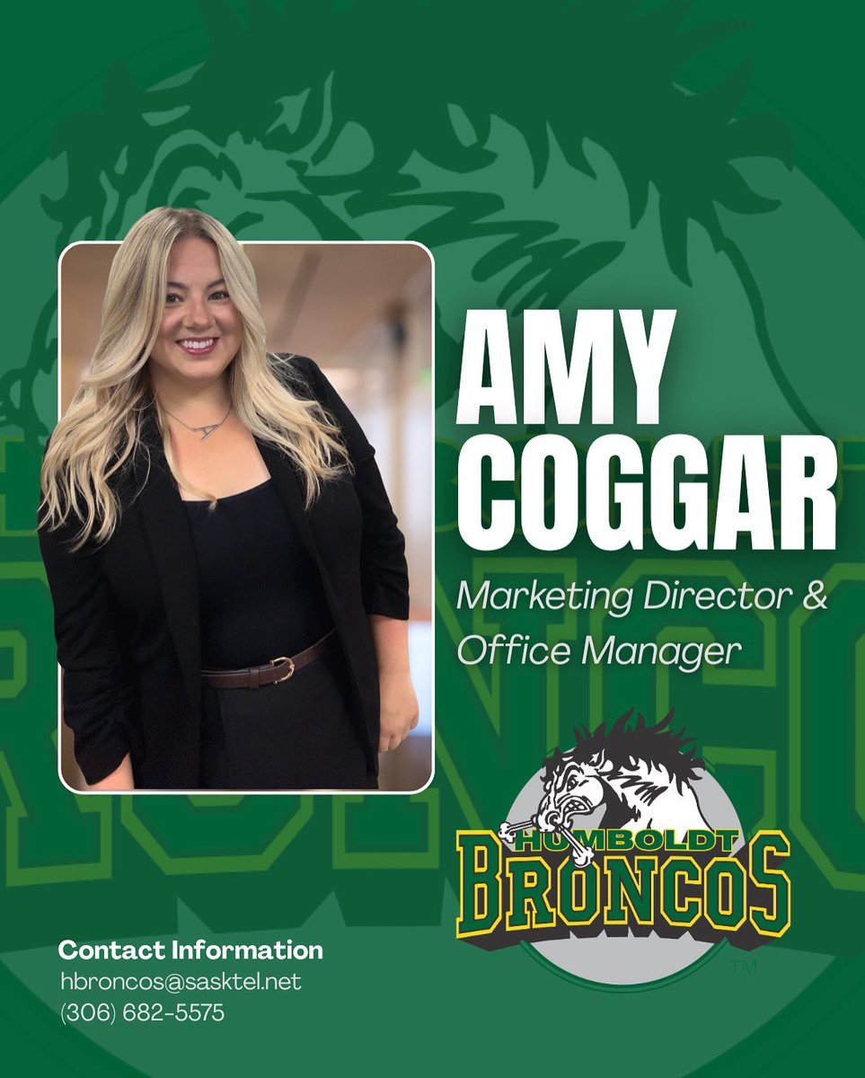 HumboldtBroncos's tweet image. 🚨 Big News from the Humboldt Broncos! 🚨
We are excited to announce that Amy Coggar has stepped into the role of Marketing Director, in addition to continuing as our Office Manager!
Having been with us for the past three seasons, Amy has shown incredible commitment and…