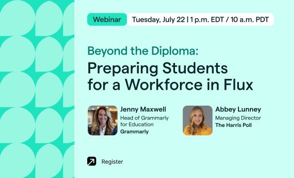 AFTNJ's tweet image. To register for this Grammarly for Education webinar, designed for higher ed faculty and leaders, click here:
events.grammarly.com/beyond-the-dip…
