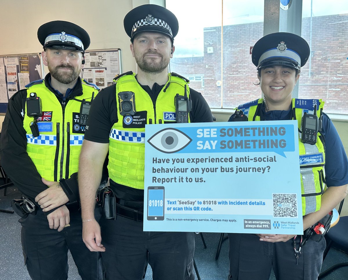 ST_Police's tweet image. Business as usual patrolling the public transport network. If your route has issues - report. 

We cover all public transport including stops &amp;amp; stations. If you need us⬇️

📲 issues on bus - text 81018

📲 rail - text 61016 @BTP 

💻 Live Chat @WMPolice 

☎️ 999 in emergencies