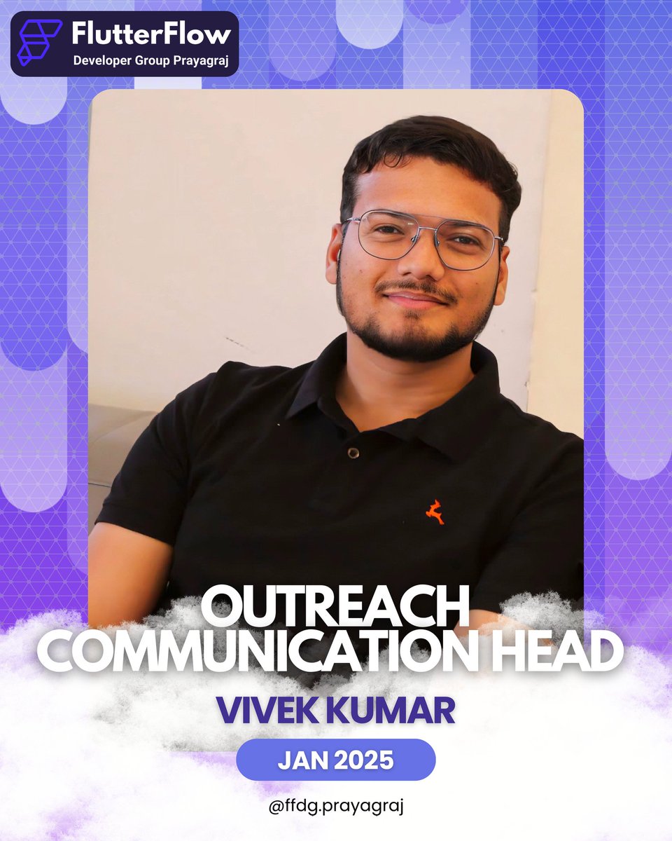 ffdg_prayagraj's tweet photo. ✨ Meet Vivek Kumar, our Outreach Communication Head! ✨
Powered by Dart, FlutterFlow, and our community's vibrant energy, Vivek believes our true success lies in the network we build together. He's the energetic force behind our outreach efforts!
#FlutterFlow #FFDGPrayagraj https://t.co/e5bf9gpnNu