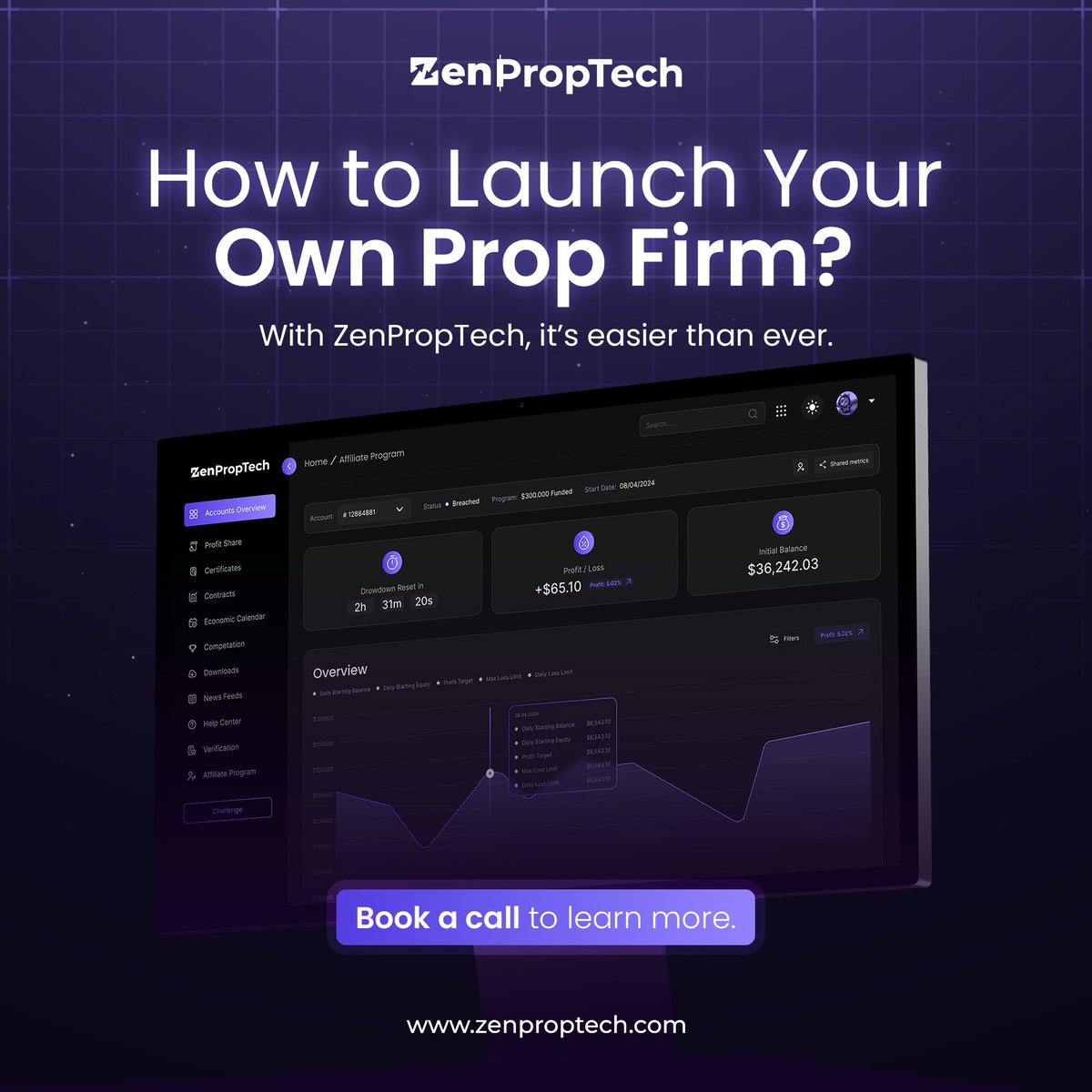 Zenproptech's tweet photo. Launch Your Own Prop Firm in Just 15 Days with Zen PropTech - Your All-in-One Solution!
Book a call for CRM tour

Visit: https://t.co/dxbzuPEIyh

Follow: @zenproptech

#propfirm #tech #propfirmtech #propfirmcrm
#riskmanagement
#forextrader #forextrading #mt5 #propfirmmatch #trade https://t.co/D69mYBuO3u