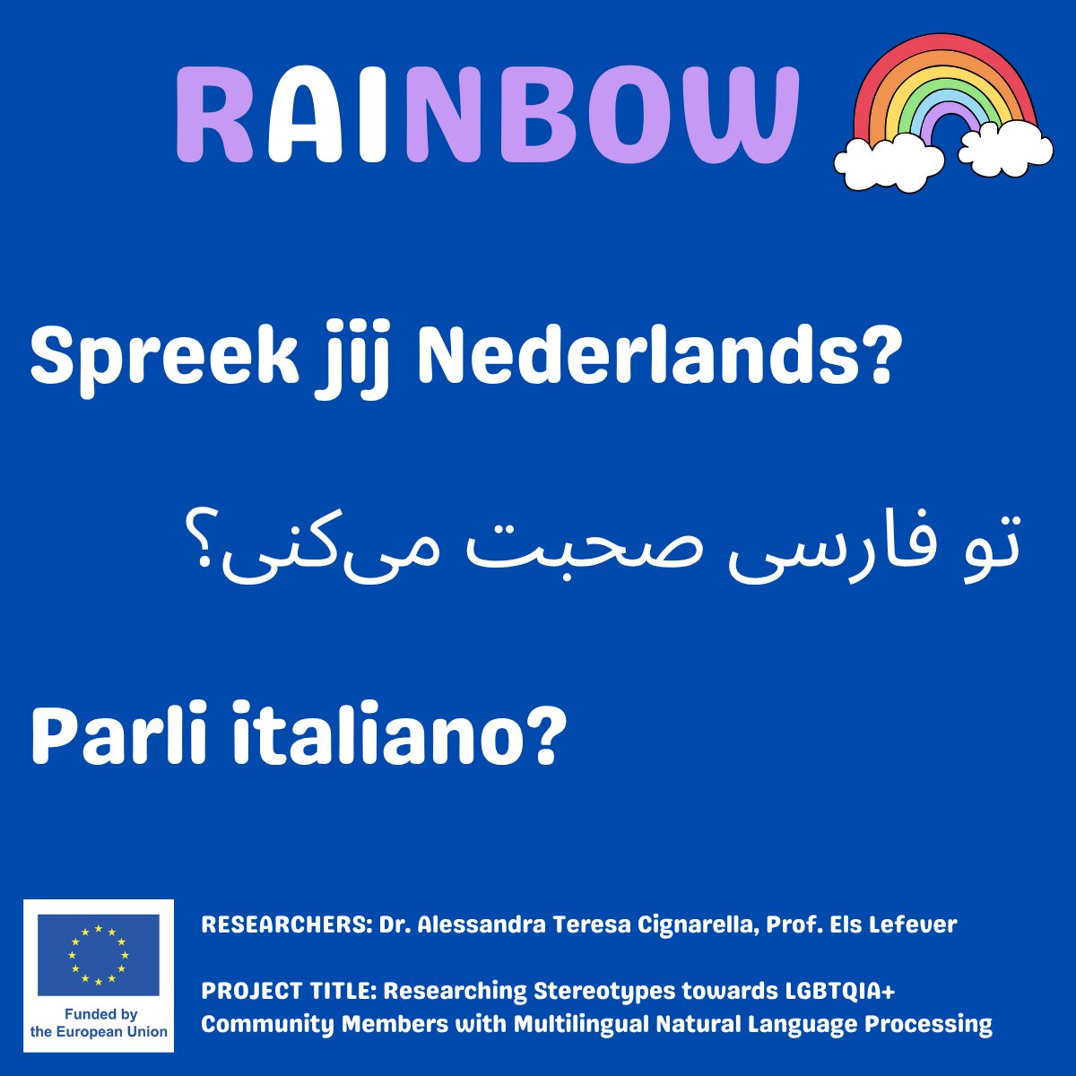 🌈 Help with my LGBTQIA+ research! 🌈

I'm building a dataset to fight harmful LGBTQIA+ stereotypes in AI. Take my quick survey: 
👉 IT: lnkd.in/dfPuyT6j
👉 NL: lnkd.in/d-3Di7WY
👉 FA: lnkd.in/dfvWzWCu
Everybody is welcome!  

📤 Share if you can!