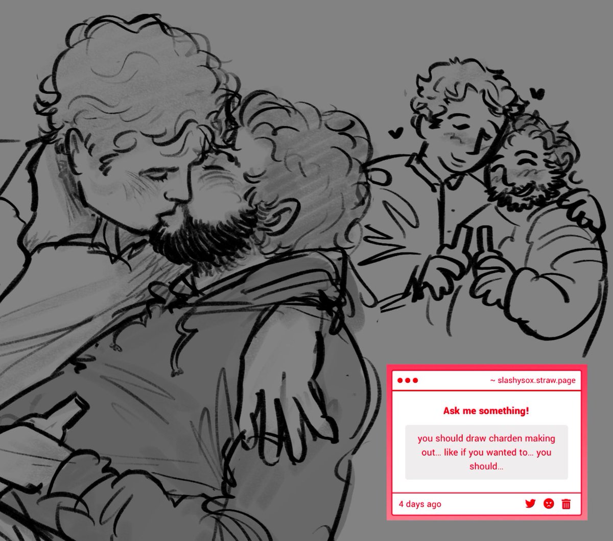 slashysox's tweet image. drawing kissing is SO HARD…….yolo