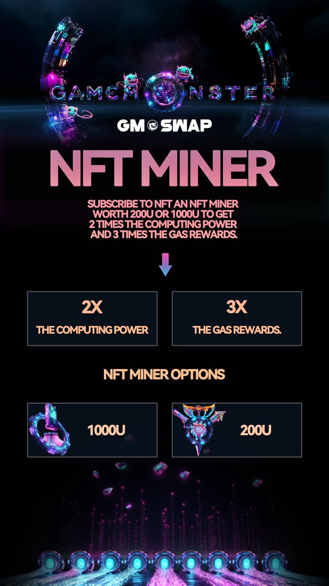 Gm_Swap's tweet image. 🚀 [NFT Hashrate Miners Are Live!]
💰 Get yours for just 200U or 1000U and unlock:

⚡️ 2x Hashpower – Double your mining value!
🔥 3x GAS Fuel – Longer, more efficient earnings!

⛏️ Don’t miss your edge – mine smarter, earn faster! 📈

#NFT #Web3 #CryptoMining #DeFi