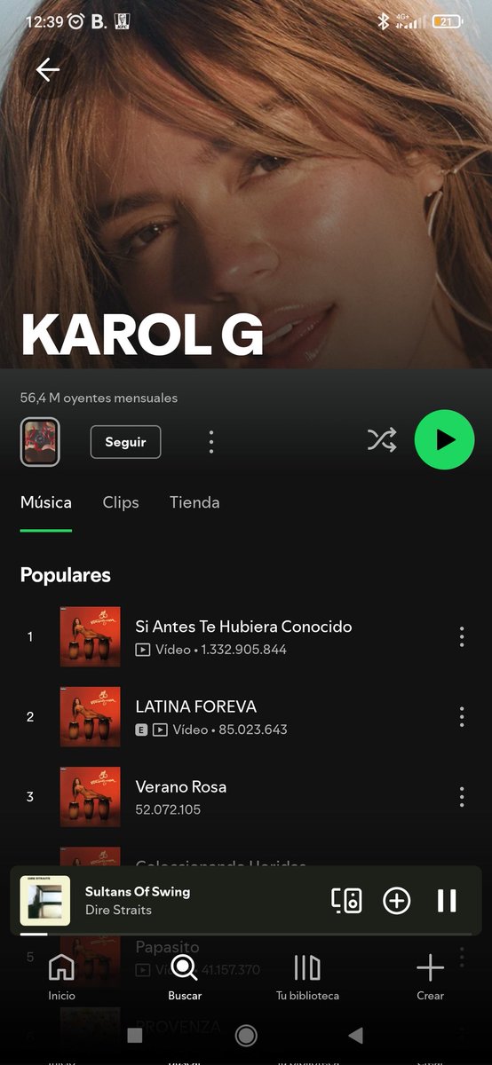 traspar_'s tweet photo. Que Karol G tenga casi el triple de escuchas que el mejor grupo de Rock n Roll de la historia me parece coña mala https://t.co/coi3PIxY3f