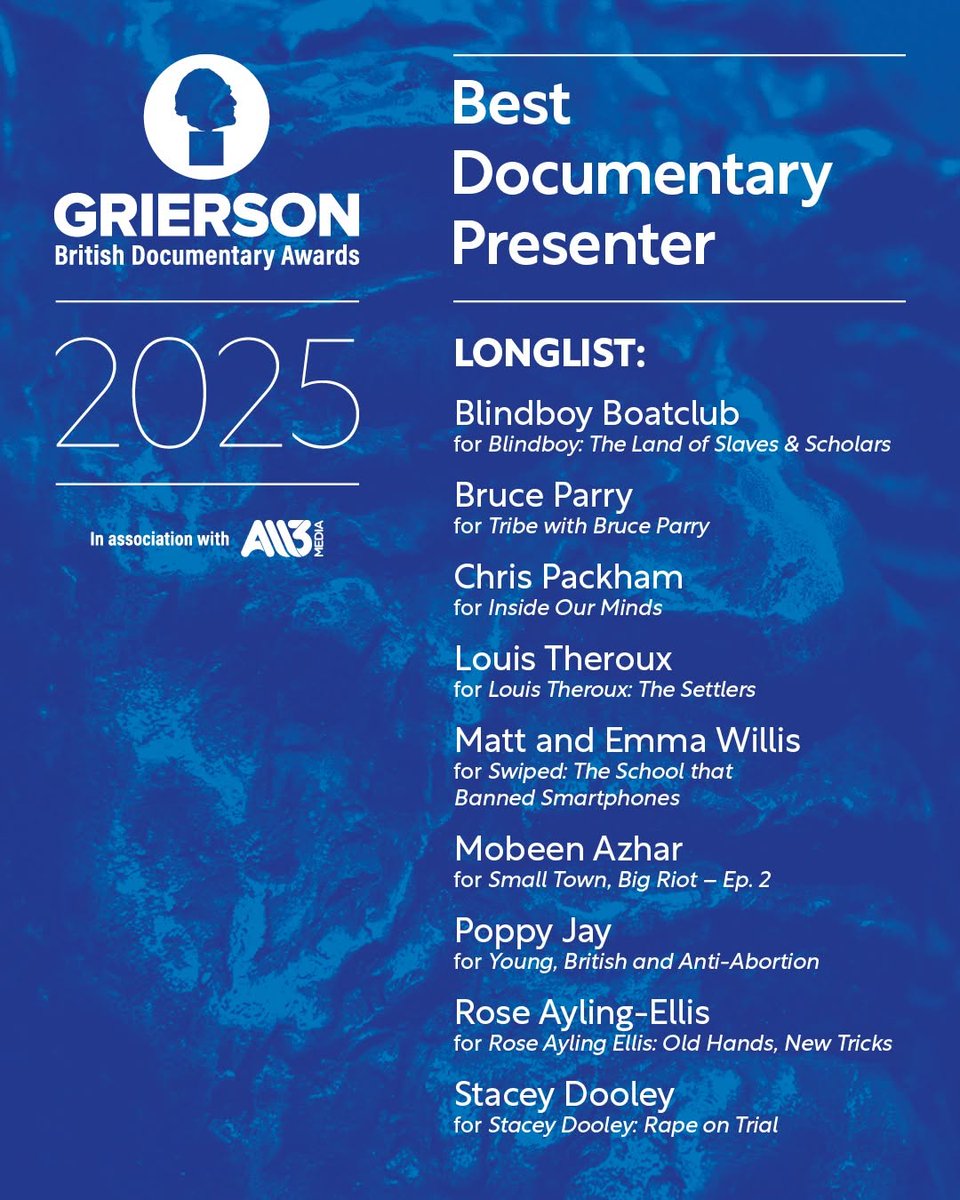 Rogan Productions (@roganproduction) on Twitter photo Weāre proud to be one of only two production companies with four entries on this yearās <a href="/griersontrust/">The Grierson Trust</a> longlist.
Huge thanks to everyone who made these films possible. Congratulations to all those longlisted ā itās an honour to be in such great company.
#GriersonAwards Weāre proud to be one of only two production companies with four entries on this yearās <a href="/griersontrust/">The Grierson Trust</a> longlist.
Huge thanks to everyone who made these films possible. Congratulations to all those longlisted ā itās an honour to be in such great company.
#GriersonAwards