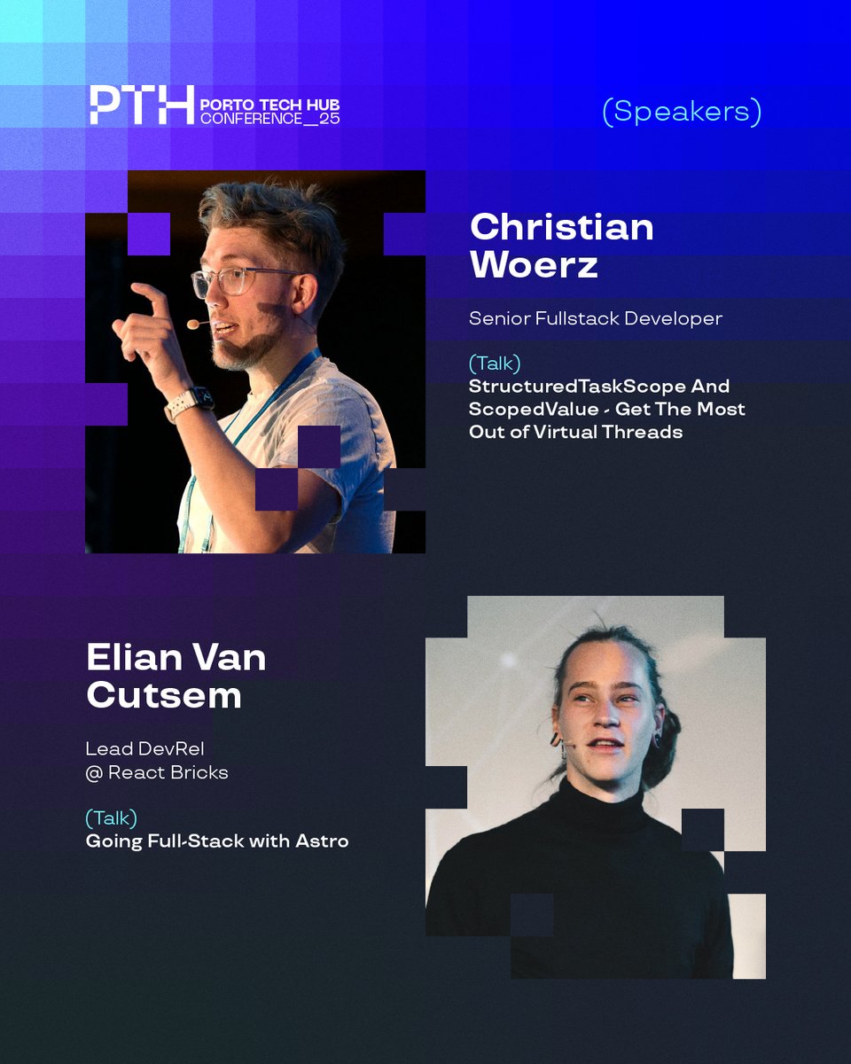 PortoTechHub's tweet image. Who is ready to meet Christian WΓΆrz (@chwoerz) and Elian Van Cutsem (@ElianCodes) at the Porto Tech Hub Conference? π£οΈ
Looking forward to these talks? So are we! π
See you there?
Get your ticket here π tinyurl.com/yxn9paz6