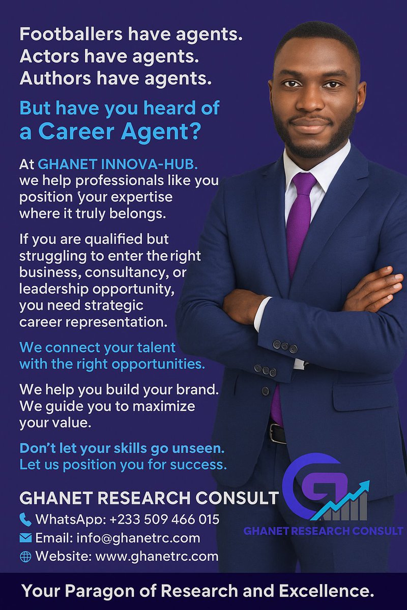 GHANETResearch's tweet image. Need help with dissertations, assignments, CVs, study abroad, or career support?
GHANET RESEARCH CONSULT is here for you.

#GHANETResearchConsult #DissertationHelp #AssignmentSupport #StudyAbroad #CVWriting #CareerServices #AcademicSupport  #ResearchExperts