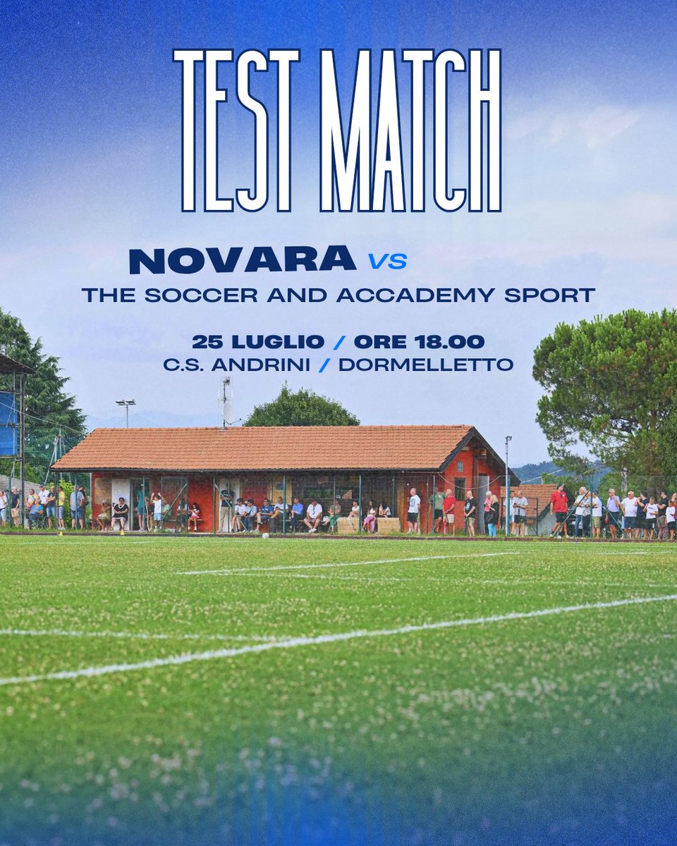 Nuovo test match in programma 📌

Venerdì gli azzurri sfideranno la rappresentativa torinese "The soccer and accademy sport" nel secondo impegno della stagione sul campo di Dormelletto

Fischio d'inizio ore 18.00, porte aperte

#ForzaNovara 🔵⚪ #NovaraFC #SerieCSkyWifi