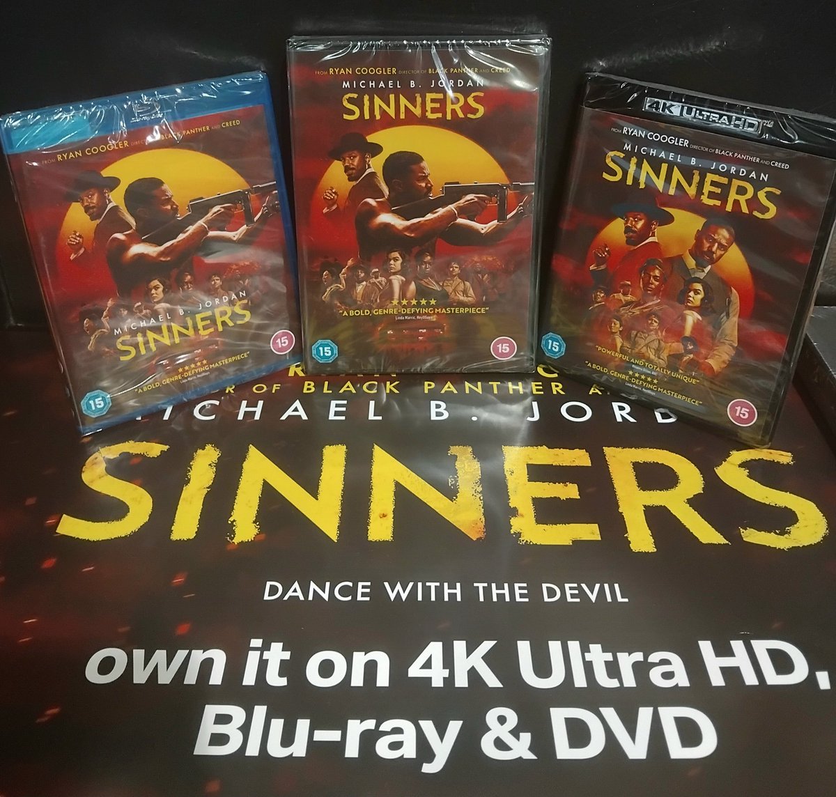 The smash hit Sinners is available to buy on dvd, Blu-ray, and 4k in store at HMV Taunton! It's probably my film of the year so far! With outstanding cinematography, music, acting and productuon!  #newrelease #SinnersMovie #hmvforthefans <a href="/SinnersMovie/">SinnersMovie</a>