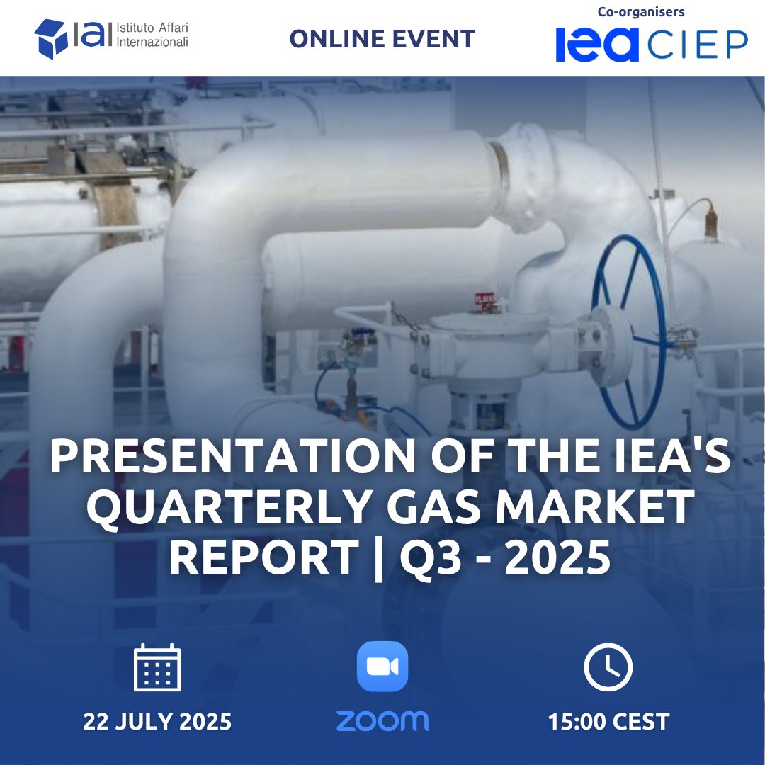 IAIonline's tweet image. 🗓️ Join us tomorrow for the presentation of IEA's Quarterly Gas Market Report | Q3 - 2025, a short-term outlook for natural gas supply, demand, trade and more in 2025 and 2026, with also a special spotlight on the Middle East!
🔗 Register here👉 us06web.zoom.us/webinar/regist…
🗣️…