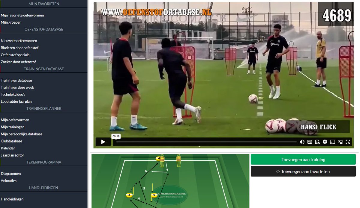 Interessante passvorm van Hansi Flick bij FC Barcelona. Video &amp; uitleg: oefenstofdatabase.nl/?page=exercise…