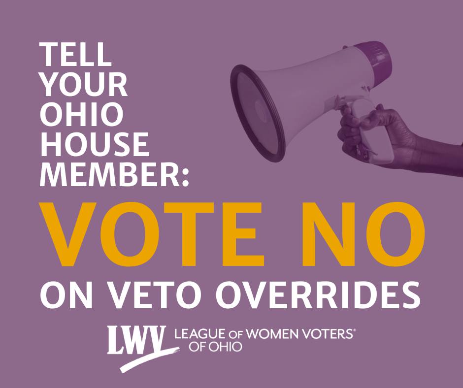 lwvohio's tweet image. Tell your Ohio rep to:
🚨 VOTE NO ON VETO OVERRIDES🚨
If these provisions become law, all Ohio communities will have fewer teachers, firefighters, libraries, and other essential public services.
▶️Go here to act:
lwvohio.salsalabs.org/votenoonevetoo…