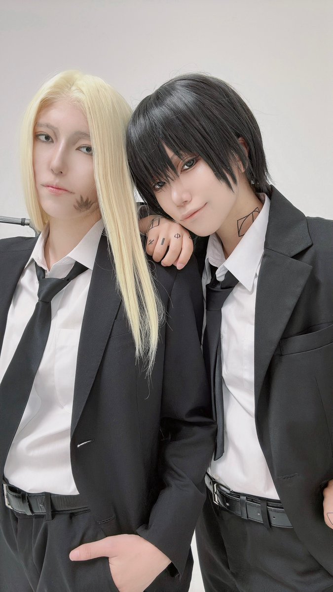 mimimi_0506's tweet image. ⚠️コスプレ/cos/微量の血糊
おそくほー!!
今日はサカデイ!顔の良いししばさんと黒スーツ併せ!ホントみらみゃんかっこよすぎて…🤦♀️
なぐも難しすぎ!!!