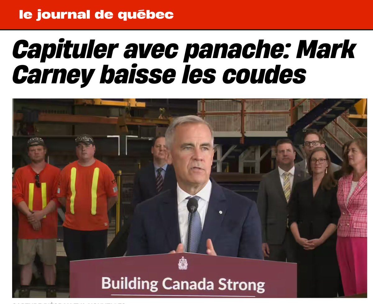 PierrePaulHus's tweet image. Carney a capitulé….. journaldequebec.com/2025/07/21/cap…