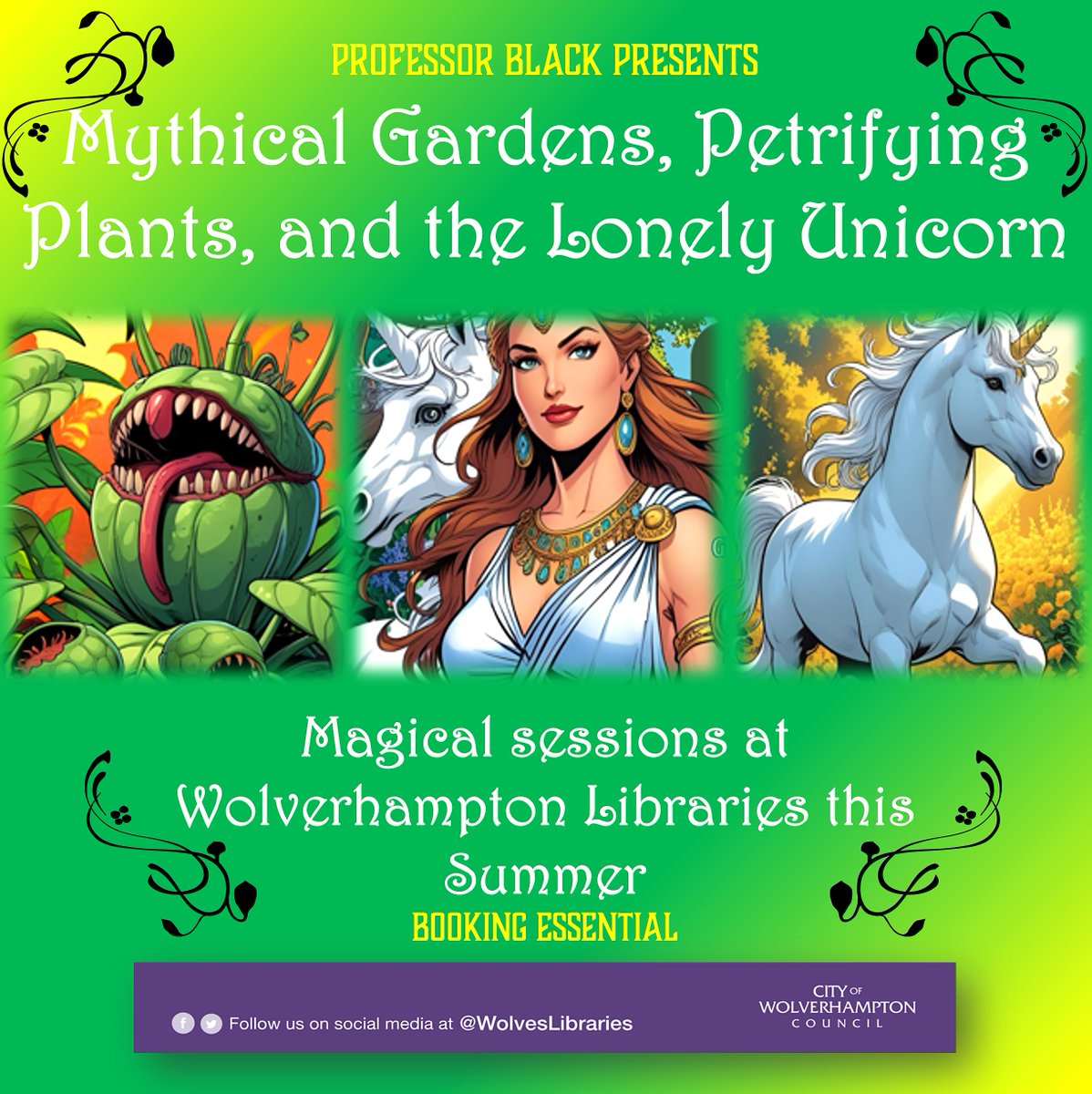 🪄 Join Professor Black as we explore a magical world of Mythical Gardens, Petrifying Plants, and the Lonely Unicorn this Summer! 🦄🪴

Full details bit.ly/44ZgsqS

#SummerReadingChallenge #SummerActivities