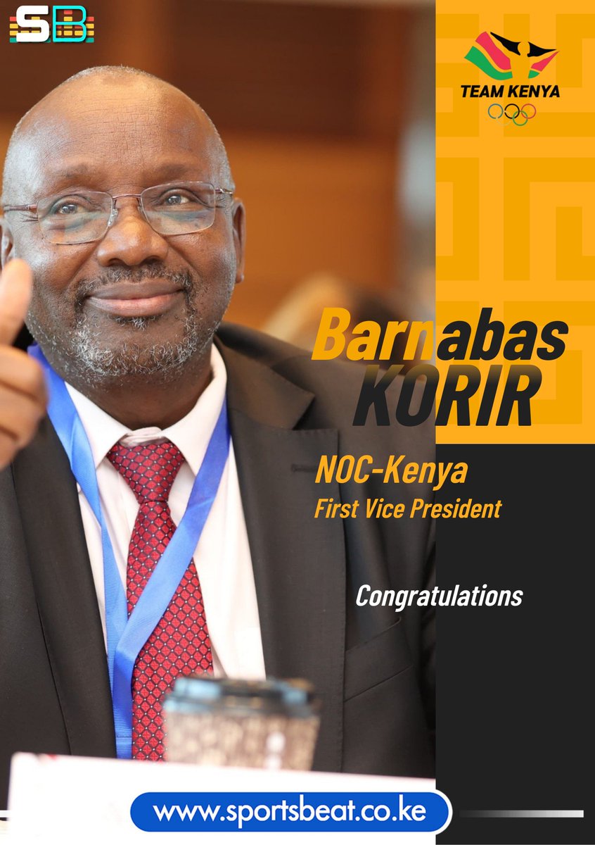 _sportsbeat's tweet photo. Athletics Kenya Youth Director and Executive Member Barnabas has been elected the 1st Vice President of the National Olympic Committee of Kenya (NOC-K). #nockelections #NOCKenya #OlympicsKenya #Kenya #athleticskenya #Korir https://t.co/BfdafXGUvN