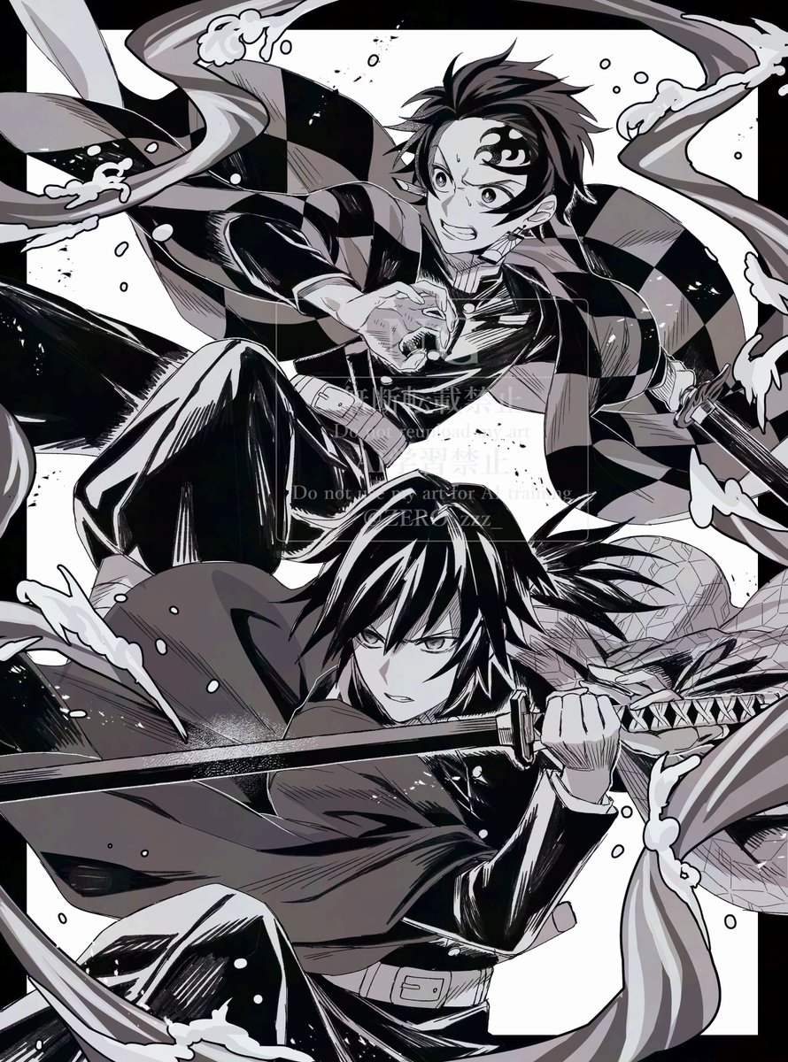 ZERO_zzz_'s tweet image. 無限城の余韻やばいので義勇さんと炭治郎衝動描き……ほんとに素晴らしかったです………