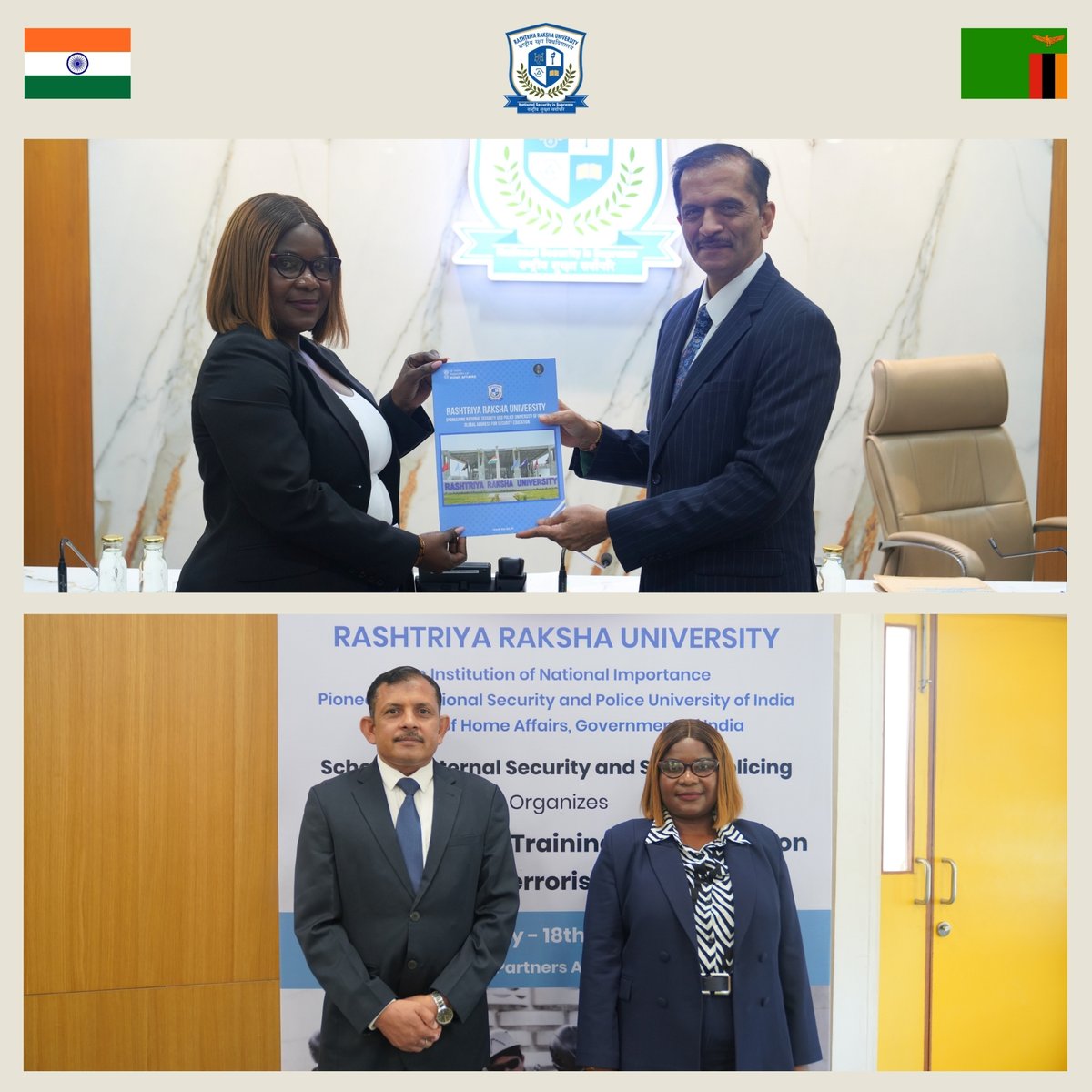 RakshaUni's tweet image. Rashtriya Raksha University, under the @ITECnetwork programme, hosted participants from Zambia for a two-week Counter-Terrorism training.
Strengthening cooperation in line with India’s spirit of Vasudhaiva Kutumbakam. @indiainzambia @ZambiaMFAIC