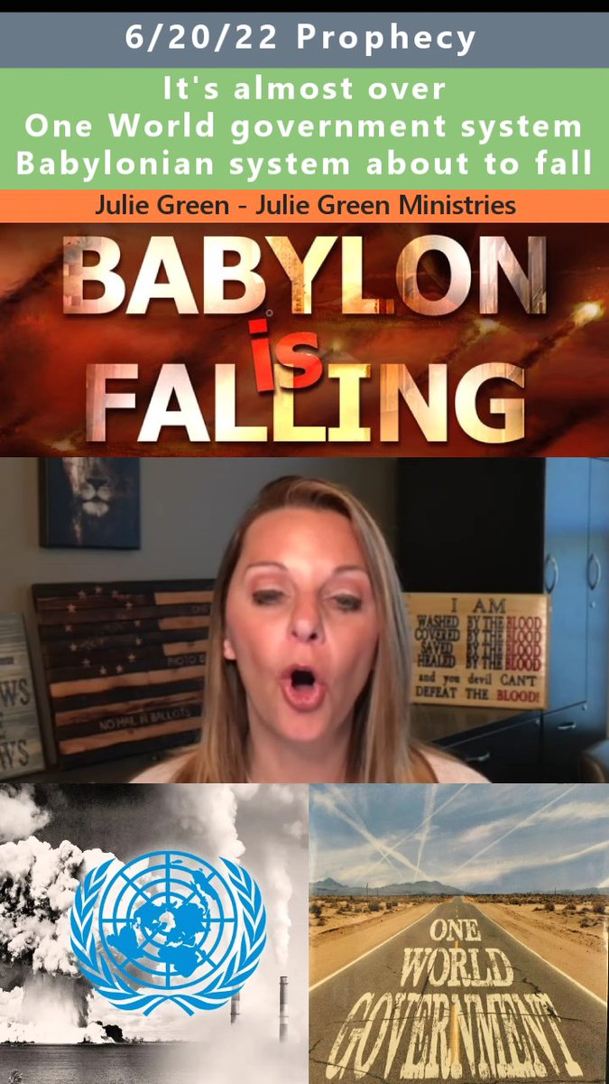 Prophetic_Money's tweet image. Babylonian system about to fall prophecy - Julie Green 6/20/2022
⌛️It's almost over
🌐One world government system
👨💼Babylonian system about to fall
▶️Rumble clip: rumble.com/v199e4q-babylo…
📰WordPress: propheticmoney.lovestoblog.com/babylonian-sys…