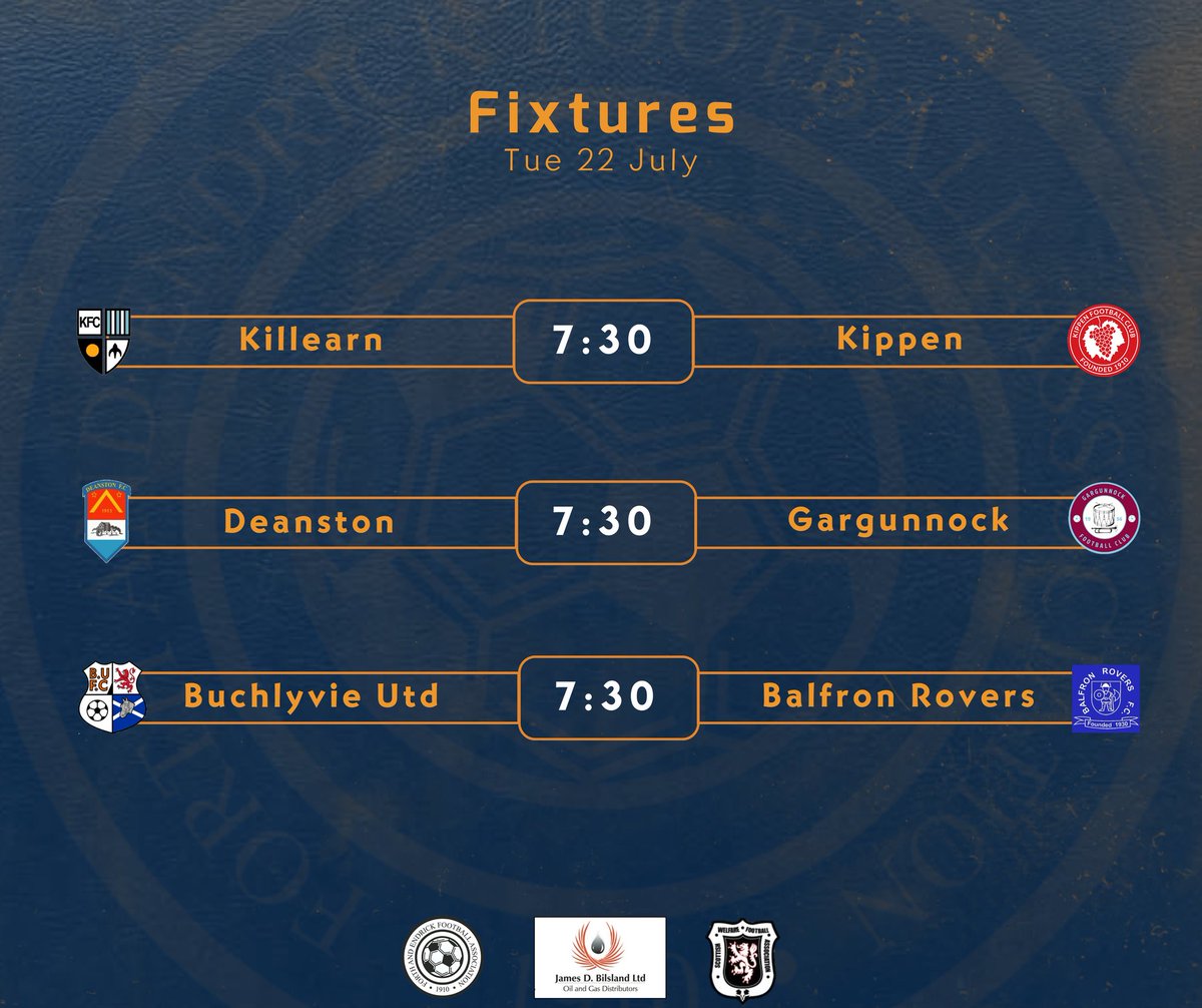 Three games being played Tuesday.

The top 2 in the league meet at Buchlyvie, while the winner of Deanston v Gargunnock would secure the second semi final slot from the Forth section of the Tom Yuill trophy - a draw means it comes down to Deanstons game with Buchlyvie.