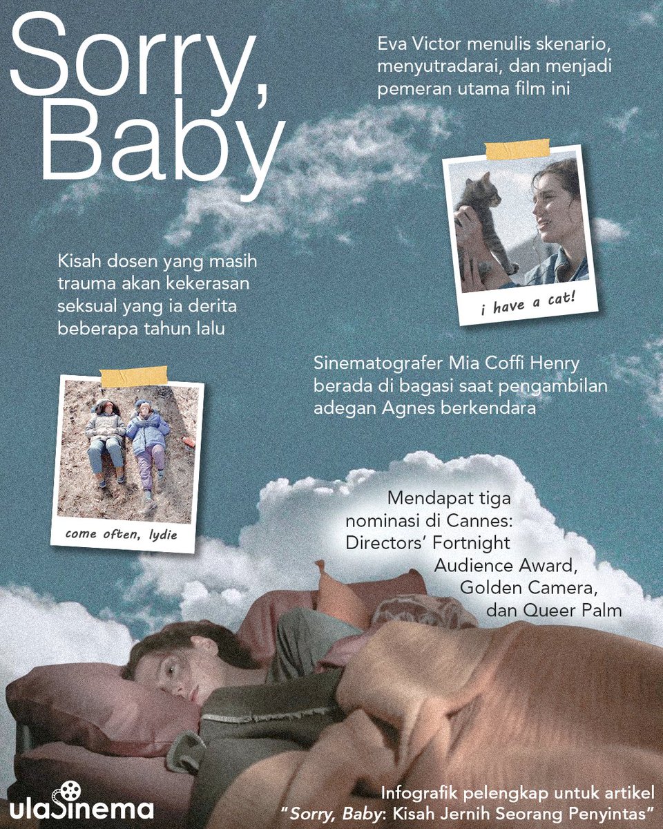 Sebagai penulis skenario, sutradara, sekaligus pemeran utama dalam Sorry, Baby (2025), Eva Victor berhasil menyuguhkan kisah jernih tentang perempuan penyintas kekerasan seksual dalam film debutnya.

bit.ly/ulasSoBa25