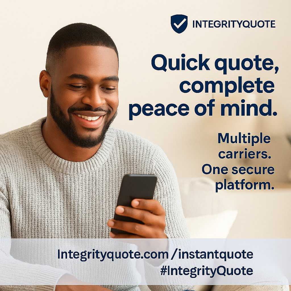 QuoteIntegrity's tweet image. Shopping for life insurance shouldn't be stressful.
Compare quotes in minutes—without the pressure.

Integrityquote.com/instantquote
#IntegrityQuote #LifeInsuranceSimplified #SecureYourFuture