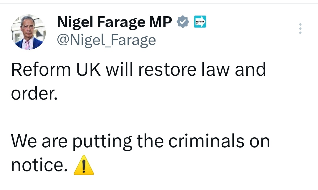Parody_PM's tweet image. Thousands of Reform members fear for their future as Nigel Farage puts criminals on notice.