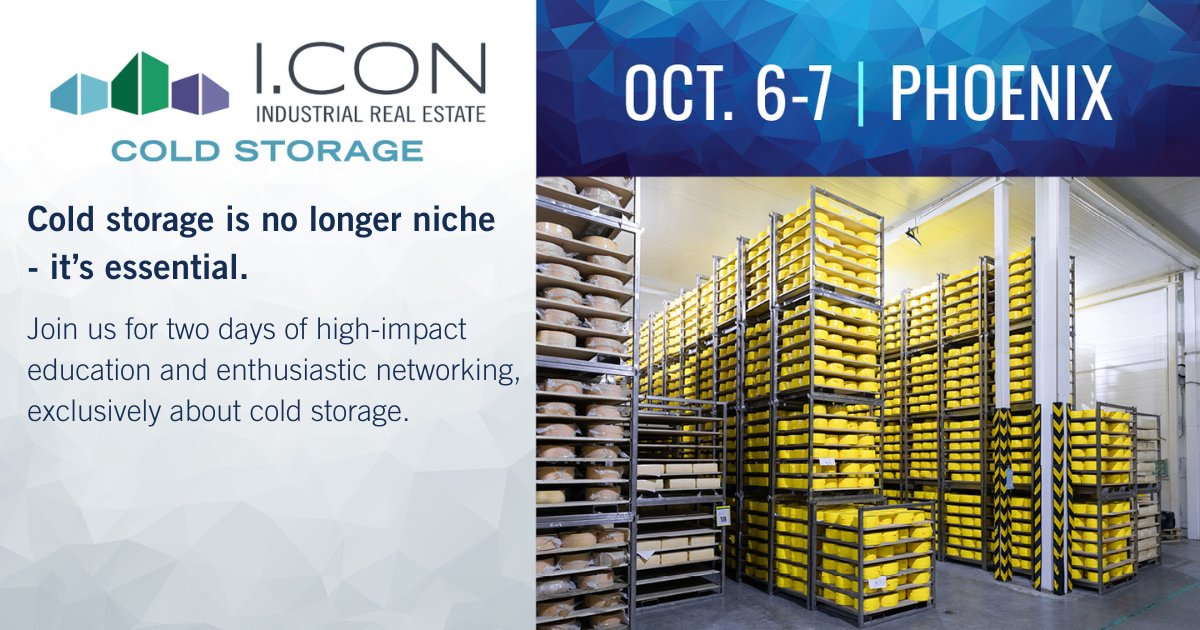 NAIOP's tweet image. Be in the room where the future of cold storage gets built at I.CON Cold Storage, Oct. 6-7 in Phoenix. Register now: ow.ly/Hel550WrQ3R. Early bird pricing ends Aug. 20.