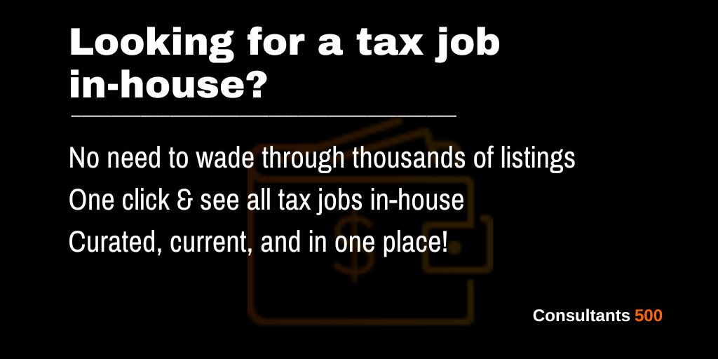 Consultants500's tweet photo. We have thousands of tax jobs.
Only want the ones for in-house?
Boom - one click and you're there: https://t.co/l0vZIEQLYw

Or fine tune by workplace at law firms/accounting firms/tax boutique's/financial sector, to name a few

#InHouseTaxJobs #CorporateTaxJobs #CPAJobs #JobBoard https://t.co/6mxwiaeswy