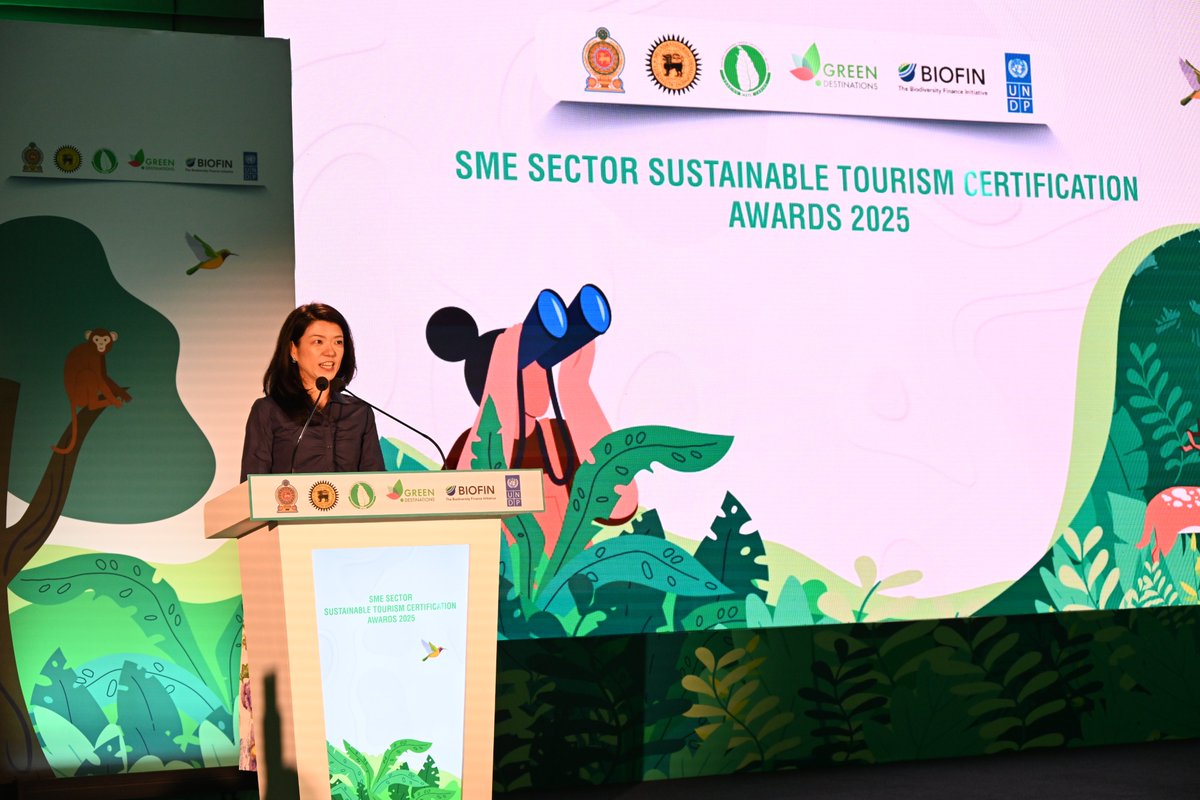 UNDPSriLanka's tweet image. The SME Sector Sustainable Tourism Certification Awards 2025 took place this morning. Since 2018, @UNDP&apos;s Biodiversity Finance Initiative (#BIOFIN) has collaborated with @sltda_srilanka to develop the National Sustainable Tourism Certification (NSTC), aligned with the Global…