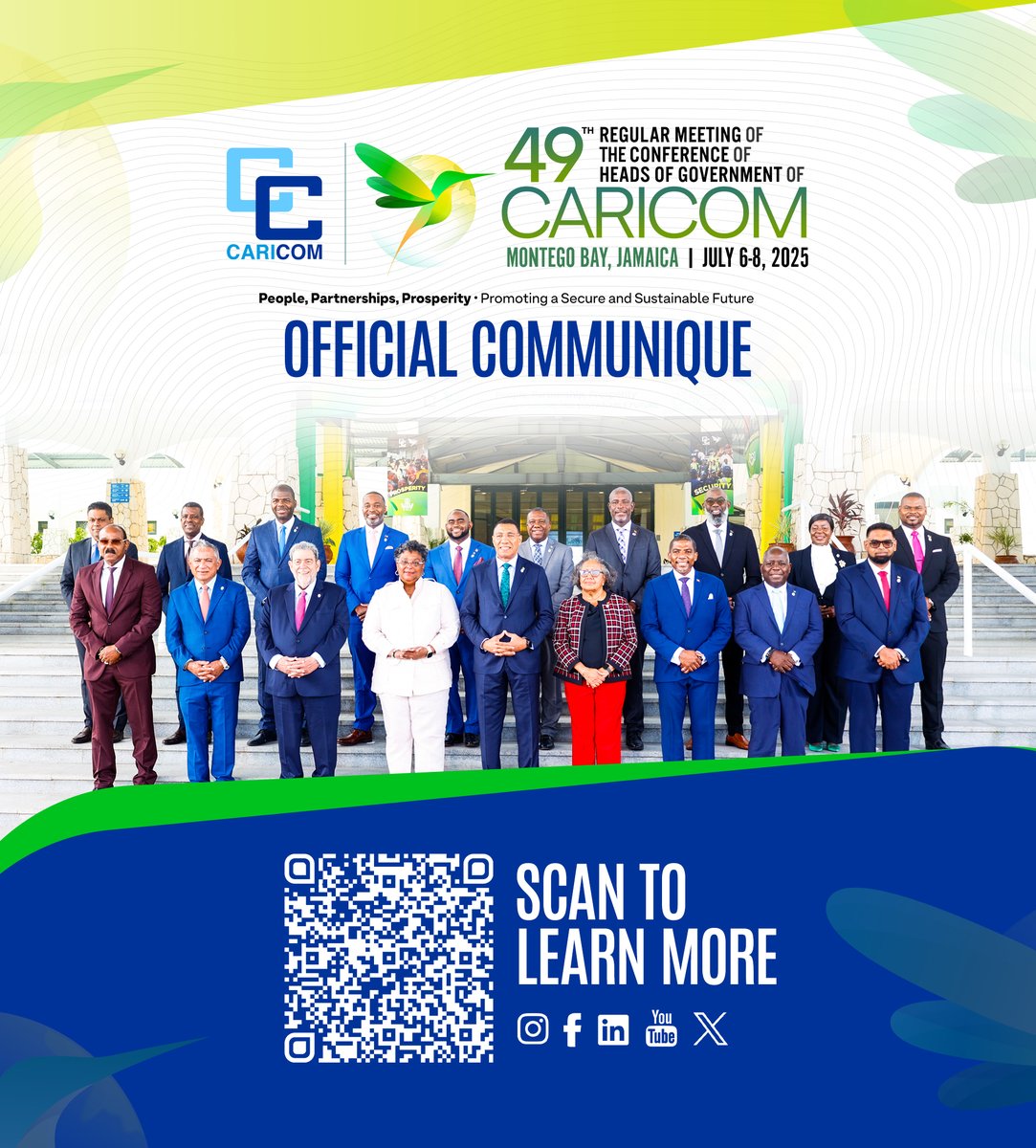 CARICOMorg's tweet image. 🤝Strengthening Trade with the United States of America (USA)
🚢 CARICOM Heads of Government have agreed to continue to safeguard the Region's trade interest with the USA 🇺🇸
➡️Swipe now to learn more.
📲 Scan the QR code or click to read the Communique now…