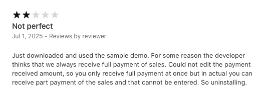 SagarUnagar_'s tweet photo. Got this ⭐⭐ review on Reckord app:

For some reason the developer thinks that we always receive full payment of sales… you can receive part payment of the sales and that cannot be entered. So uninstalling.

Fair point.
So I shipped Partial Payments. ✅

Now you can record payments as they come — full or partial — and keep your books accurate. Already live on the App Store.

🔗 Download now 👉 https://t.co/H5AW5Grn2W

Listening, learning, building. 🚀

#buildinpublic #indiedev  #Reckord