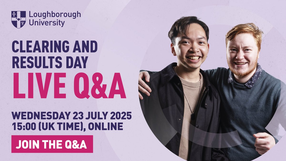 lborouniversity's tweet image. Got questions about Clearing and Results Day? 🤔

Join us for our live Q&amp;amp;A at 3pm on Wednesday! 

➡️ lboro.uk/3IxNXZX