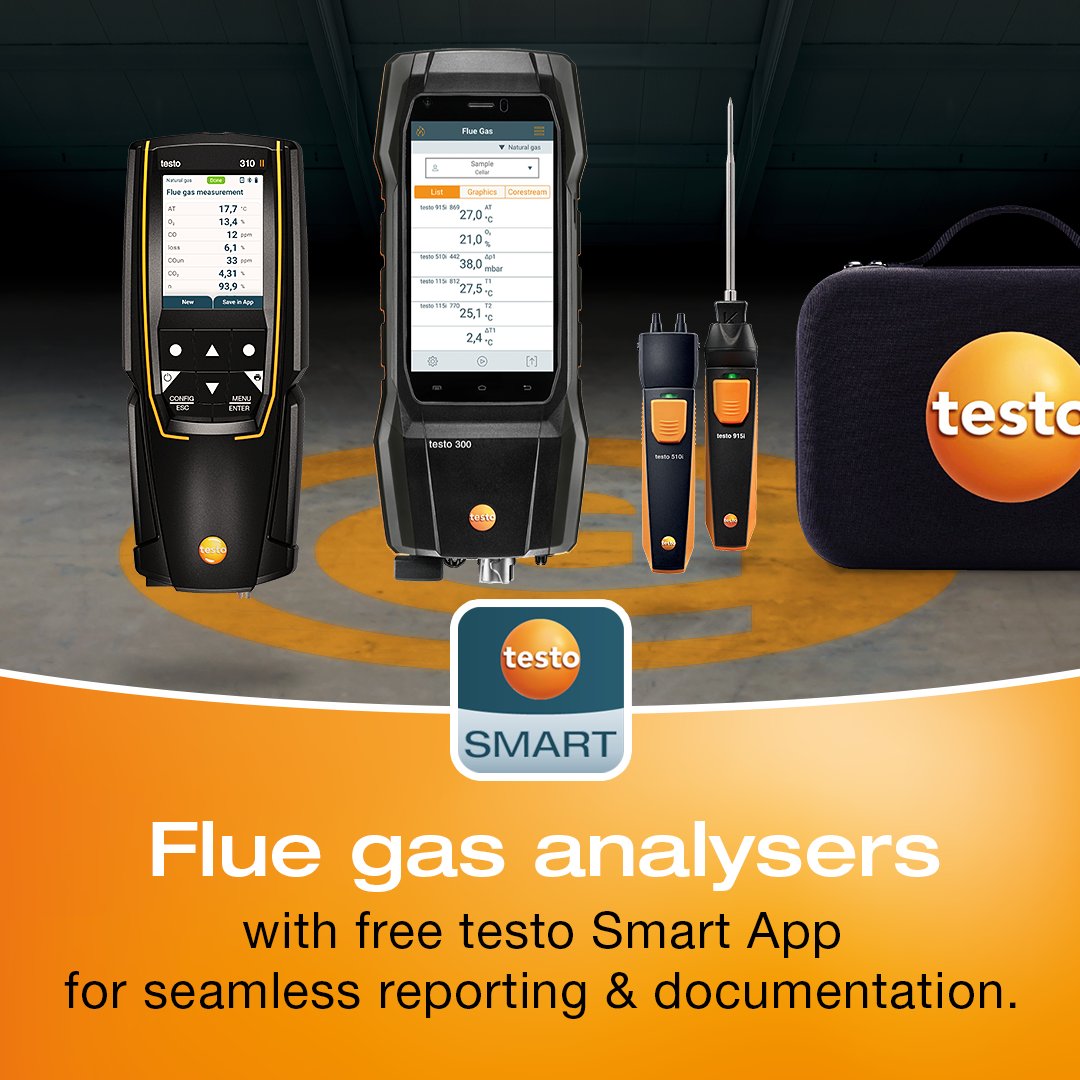 TestoLimited's tweet image. Tired of clunky reports and messy paperwork? 😩
Say hello to seamless reporting with the testo 310 & 300+ flue gas analysers! Connect directly to the testo Smart App for instant, professional documentation on the go.
