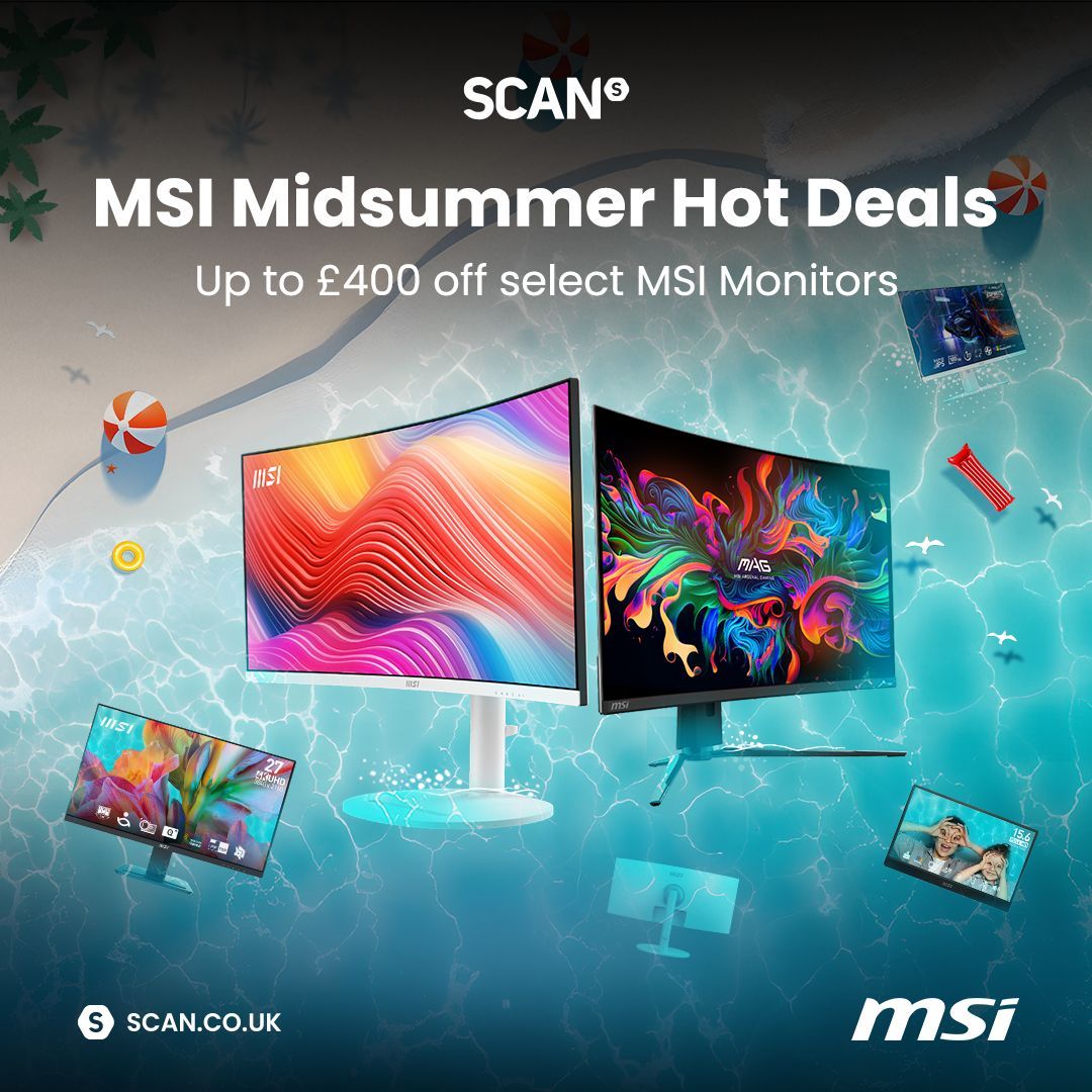 ScanComputers's tweet image. Turn up your setup with MSI Summer deals! Huge savings on stunning displays designed for next-level gaming and productivity.
Check it out - buff.ly/s92vCFd