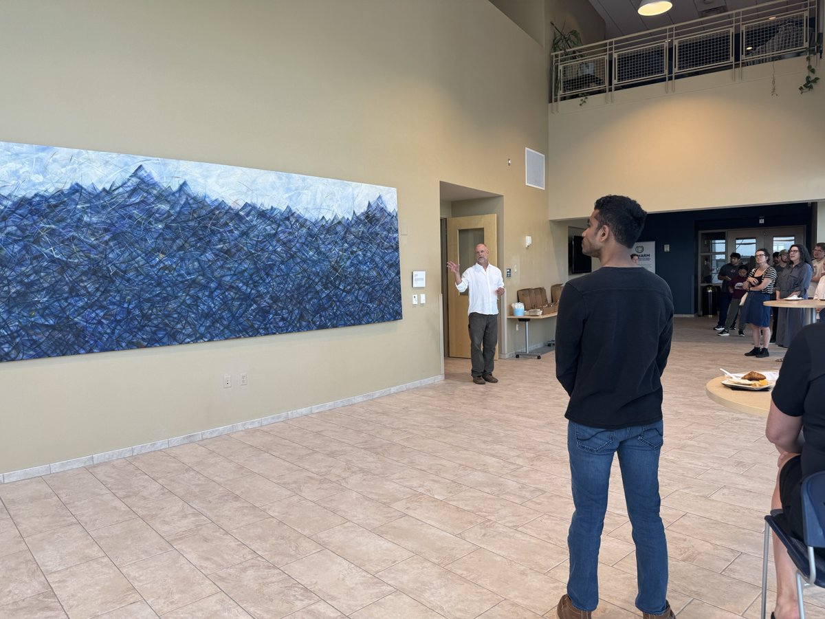 mtu_glrc's tweet image. On July 9th, we gathered for a reception to celebrate the incredible artwork that Jim Dee created and donated to the GLRC a few months ago. 🎉 Have you seen it on our second floor yet? Can you spot anything hidden within the piece? 👀 #Artwork #GreatLakesResearch