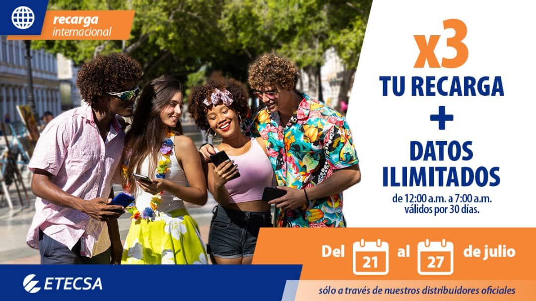 Comienza HOY la #RecargaInternacional  Internacional .
#EtecsaTeAcompaña 
@Etecsa