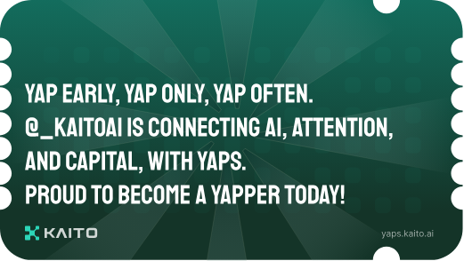 joydecenaa's tweet photo. Yap early, yap only, yap often.

@KaitoAI is connecting AI, attention and capital with Yaps.

Just claimed my social card and I'm accumulating Yap points in real-time.

Claim yours 👉 https://t.co/roCqMH0U4y https://t.co/vH6aX3ygZE