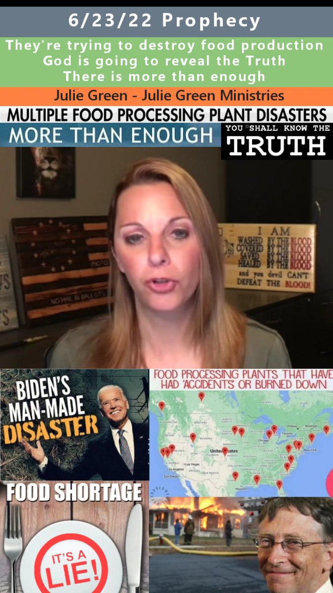Prophetic_Money's tweet image. They're causing Food Shortages, Famine prophecy - Julie Green 6/23/2022
🥕🥦🍅🥒🥔🫑🫛🍆
♦️They're trying to destroy food production
♦️God is going to reveal the Truth
♦️There is more than enough
▶️Rumble clip: rumble.com/v19oh1u-theyre…
📰WordPress: propheticmoney.lovestoblog.com/prophetic-warn…
