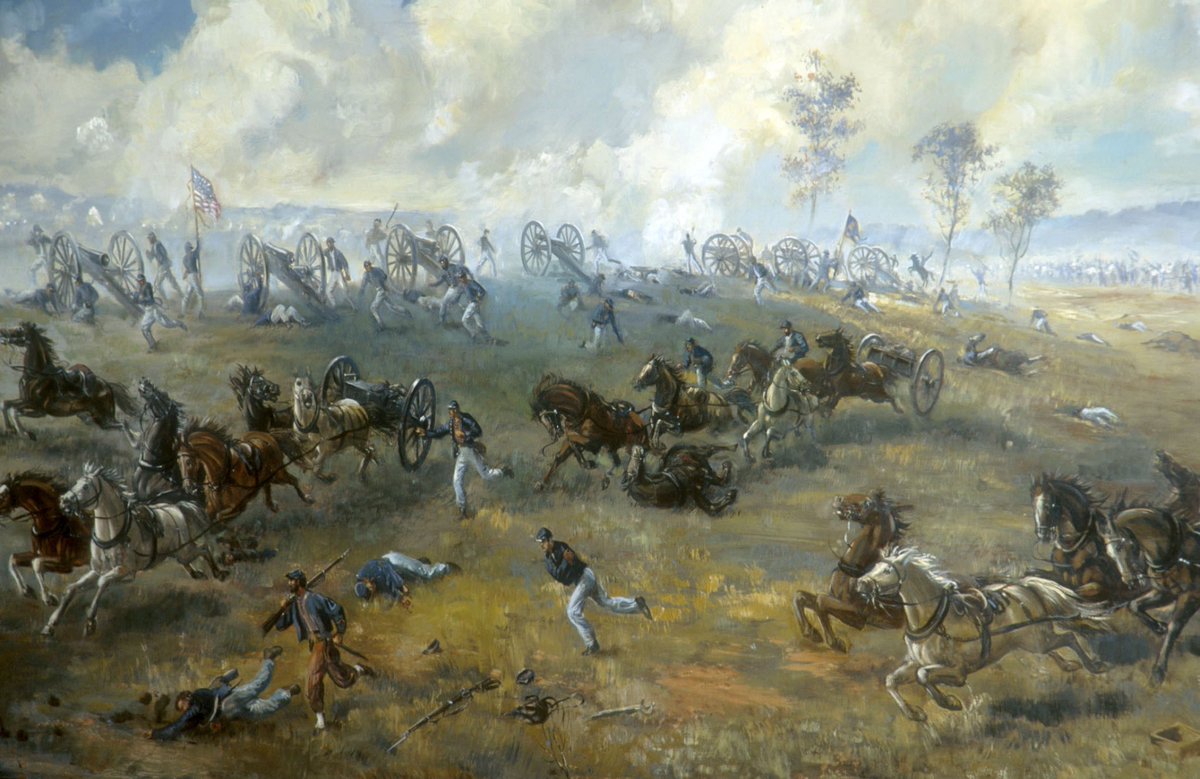 RepMikeCollins's tweet image. On this day in history in 1861, Confederate forces won the first major land battle of the Civil War at Bull Run near Manassas, Virginia.
Union troops initially pushed back the Confederates—but General Thomas “Stonewall” Jackson held firm, earning his famous nickname. The…