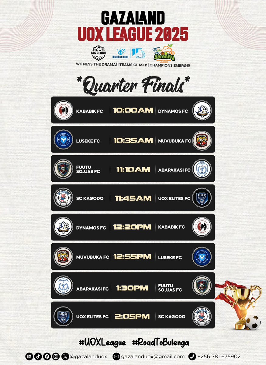 sckagodo's tweet image. SC Kagodo vs UOX Elites quarter final showdown.
Be there. Be loud. Be Kagodo proud!
#UOXLeague
#RoadToBulenga