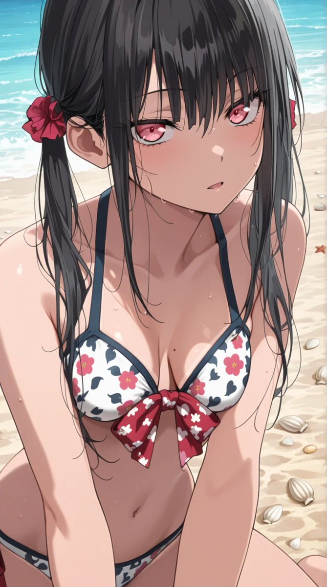 Hoshimiko_AIart's tweet image. 海の日だからってはしゃいじゃって……。ちゃんと海に感謝してる？