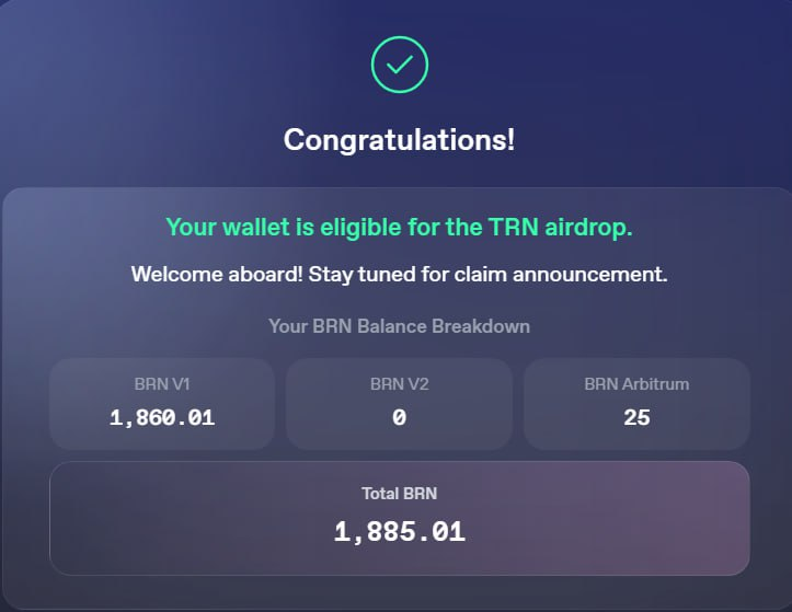 ByteQuantum0's tweet photo. $TRN Airdrop Claim is LIVE!

 Eligible Testers, users &amp; $BRN holders

 Claim Here: https://t.co/bUGLPXCZm5

 Don’t wait — grab your share now! https://t.co/rFpkYKL61a