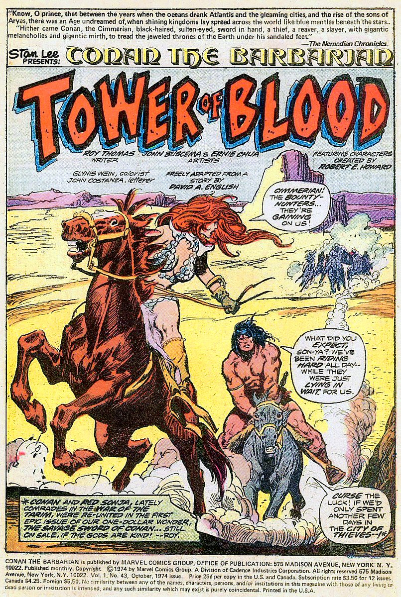manuelabennet's tweet image. Feliz lunes salvaje. 🧡⚔️🗡️🔥🔥🗡️⚔️💫💫🔥⚔️
John Buscema & Ernie Chan, Conan the Barbarian #43, 1974.
#JohnBuscema
#ErnieChan
#Conan
#RedSonja