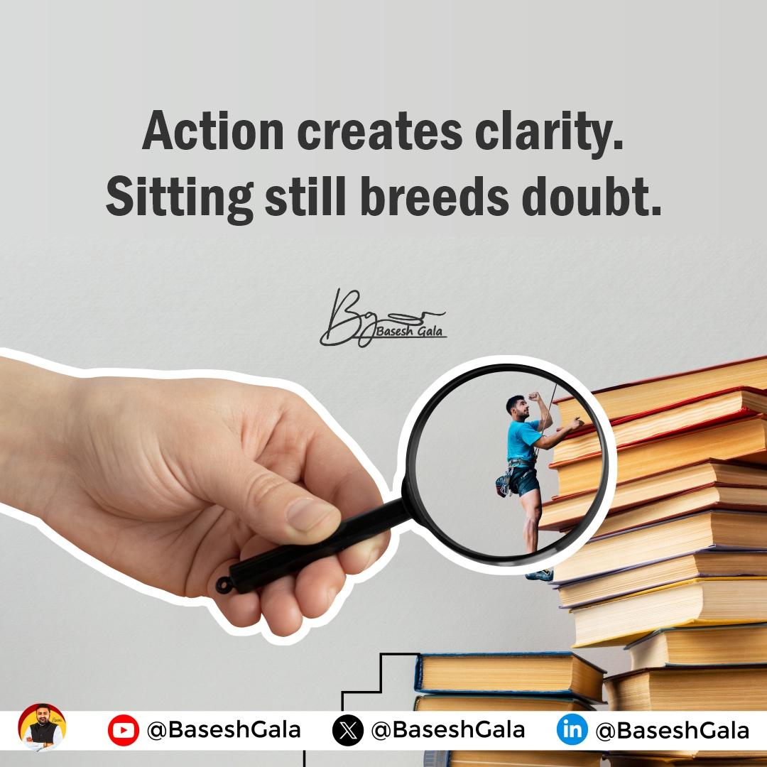 BaseshGala's tweet image. Clarity doesn&apos;t come from thinking more.
It comes from doing more.

→ What’s one small action you’ve been delaying this week?
Take it now.

#StartupCoaching #ActionOverAnalysis #BaseshGalaInsights
