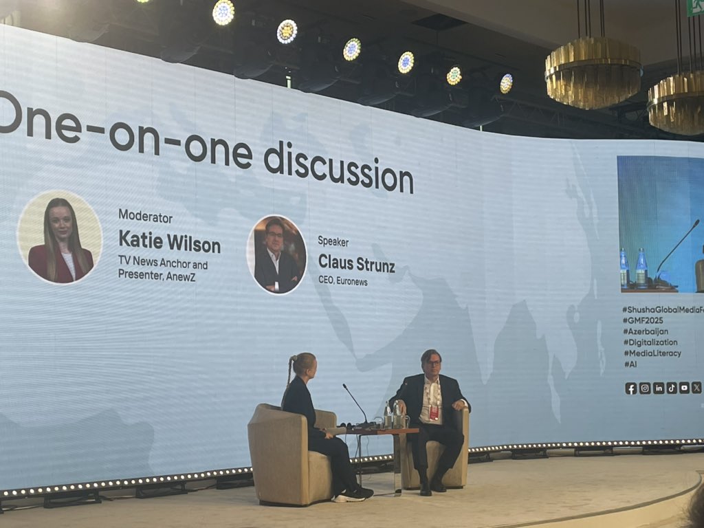The Pakistan Daily (@thepakdaily) on Twitter photo CEO of Euronews, <a href="/ClausStrunz/">Claus Strunz</a> engaged in a one on one discussion on how Artificial Intelligence is impacting journalism at the <a href="/GMFShusha2025/">Global Media Forum</a>.
#GMF2025 CEO of Euronews, <a href="/ClausStrunz/">Claus Strunz</a> engaged in a one on one discussion on how Artificial Intelligence is impacting journalism at the <a href="/GMFShusha2025/">Global Media Forum</a>.
#GMF2025